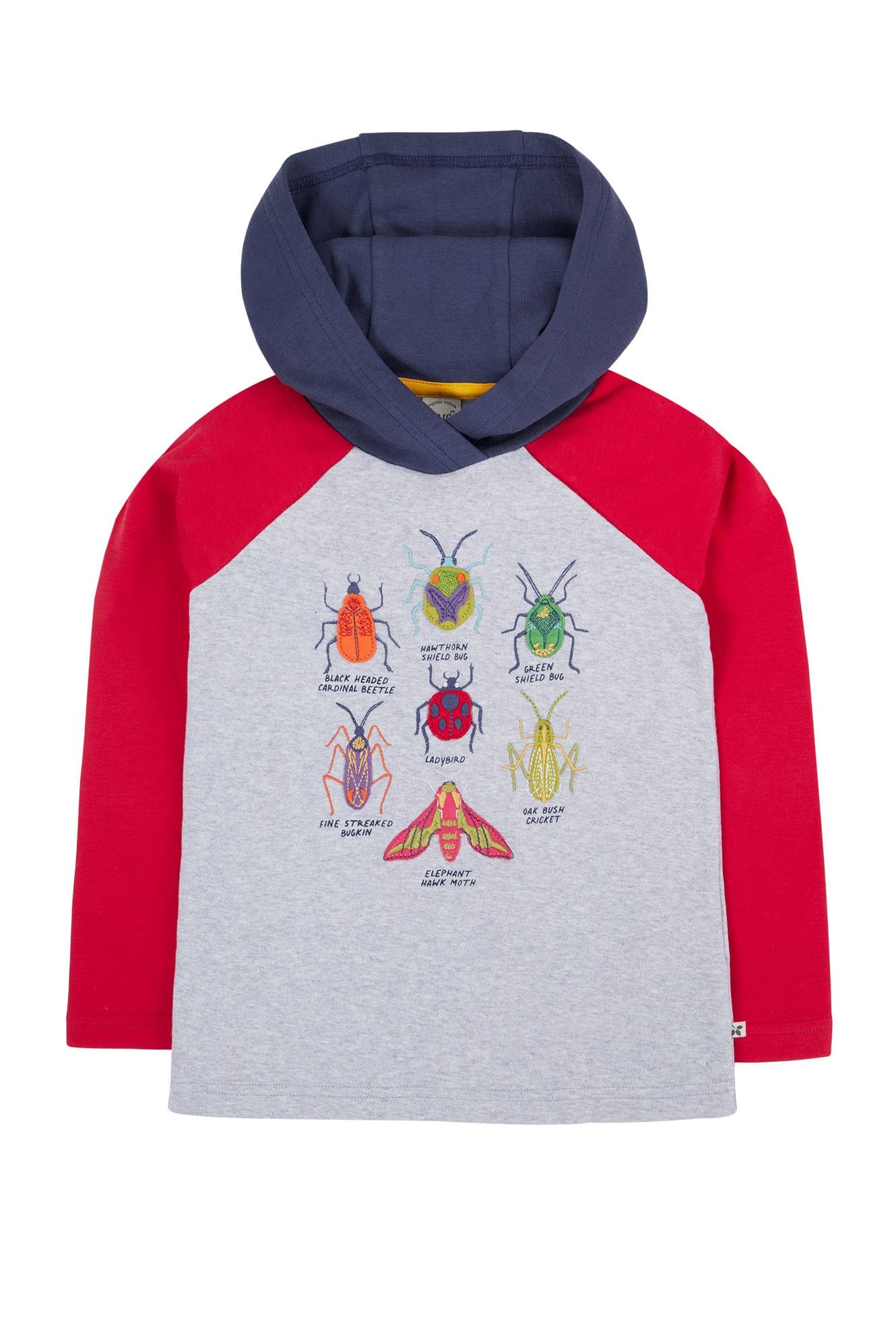 Frugi, Compass Hooded Top, Grey Marl / Bugs