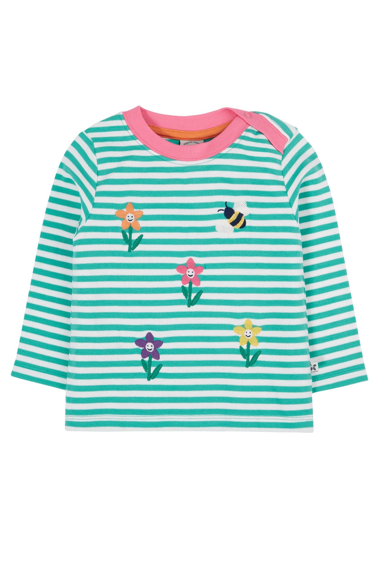 Frugi, Orion Applique Top, Dragon Stripe / Flower