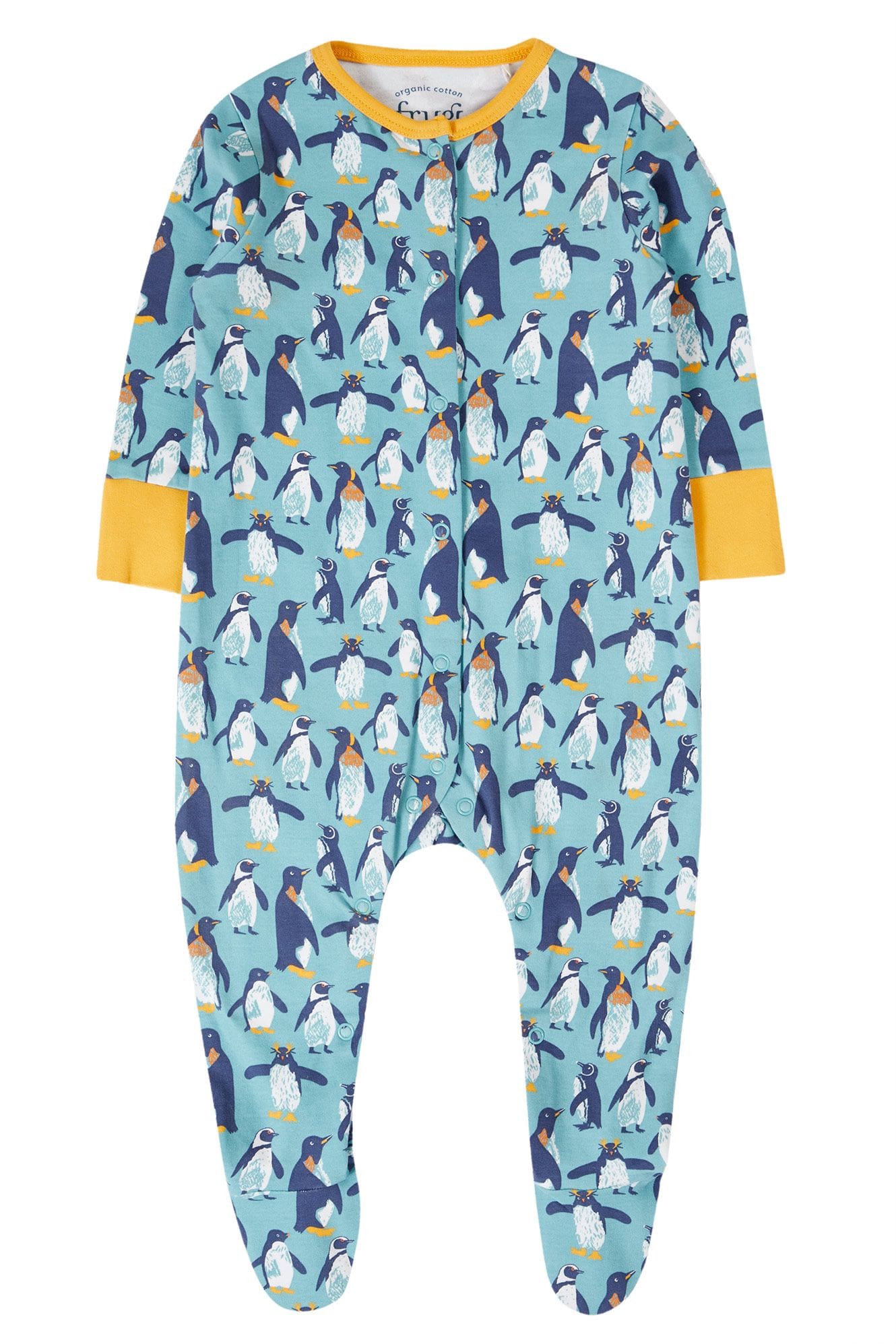 Frugi, Lovely Babygrow, Lichen Penguin Waddle