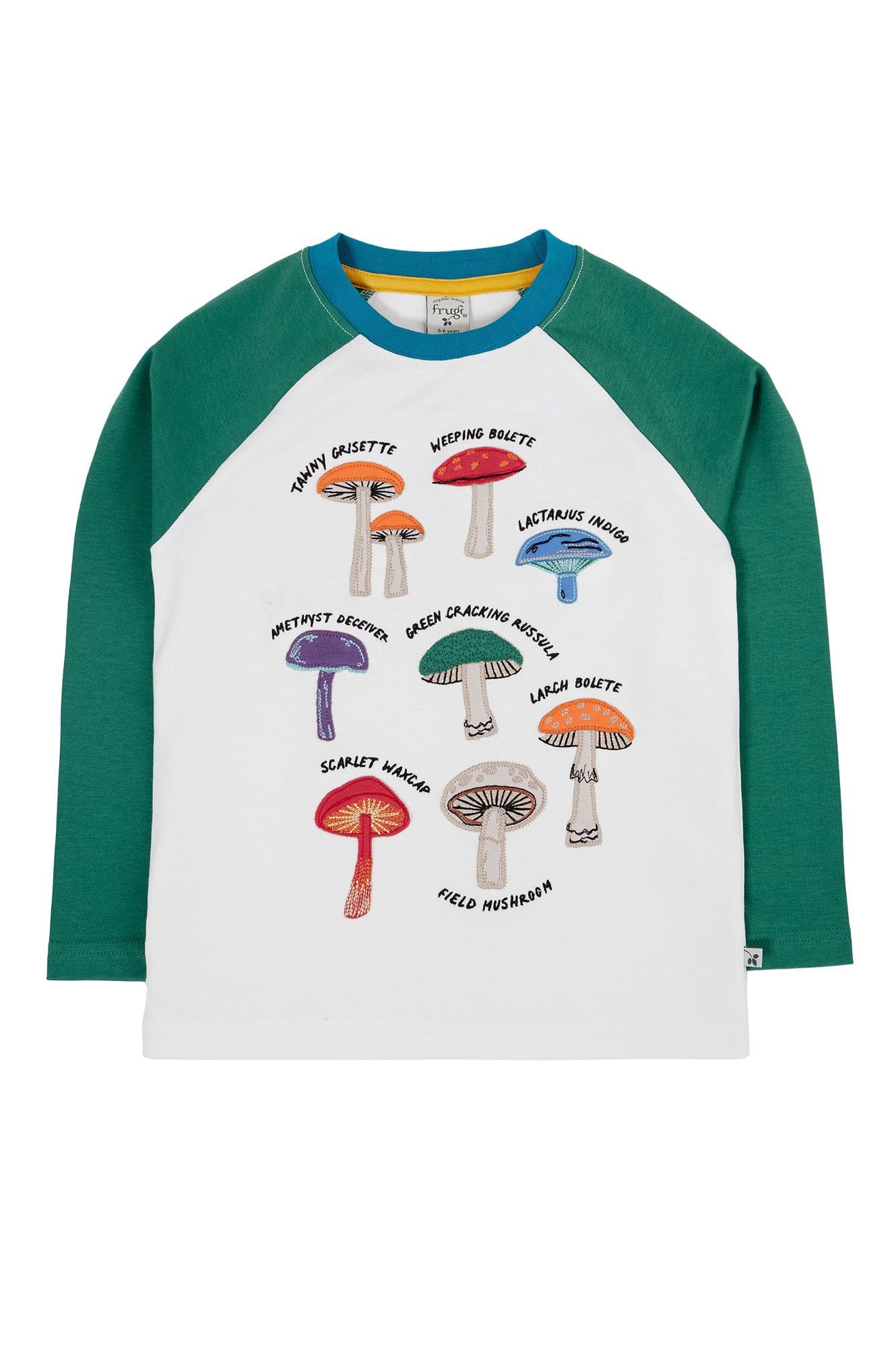 Frugi, Ace Applique Top, Soft White / Fungi